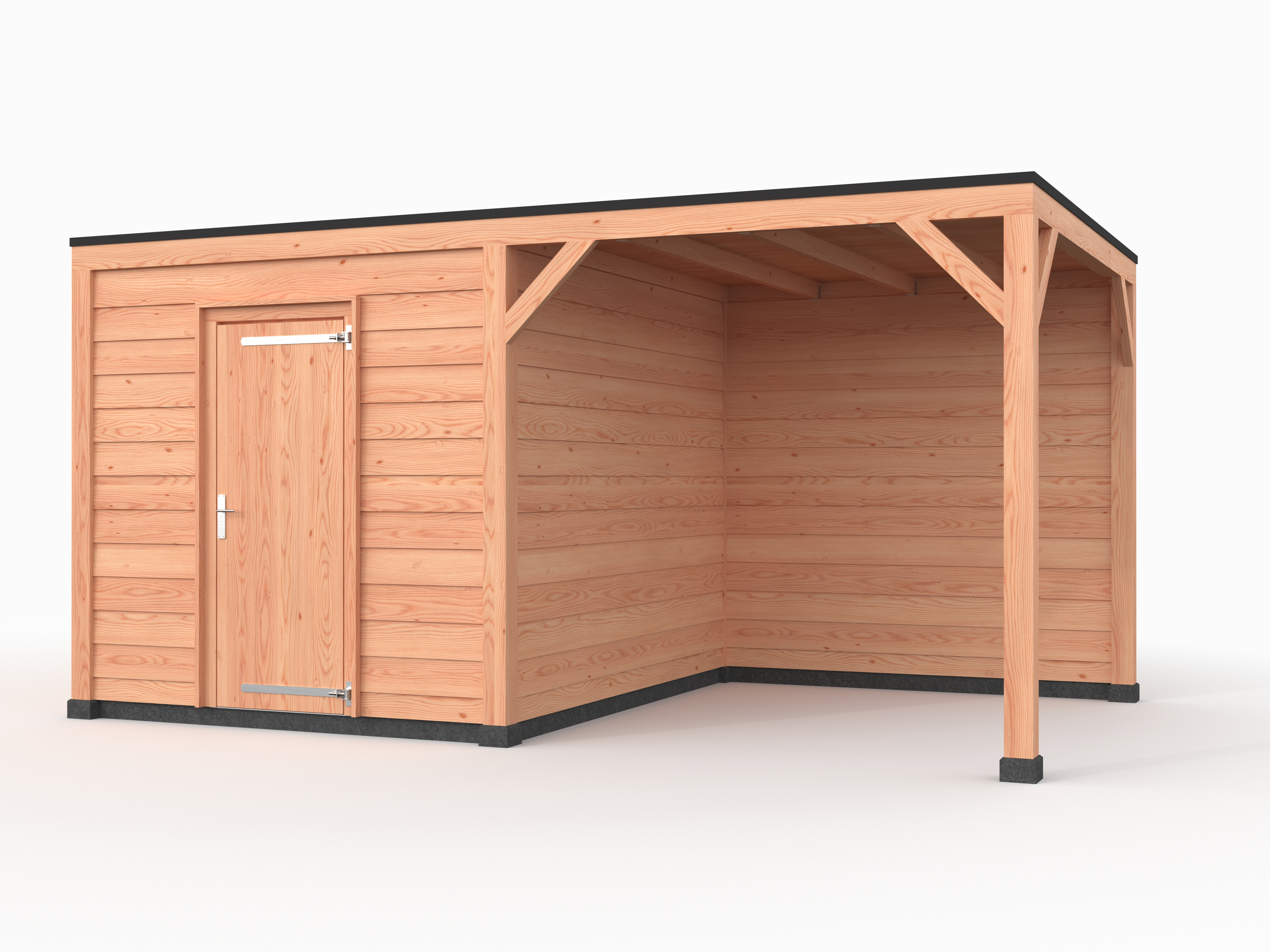 Douglas overkapping, 500 x 300, met schuur en achterwand, Westwood Solo - Afbeelding 1